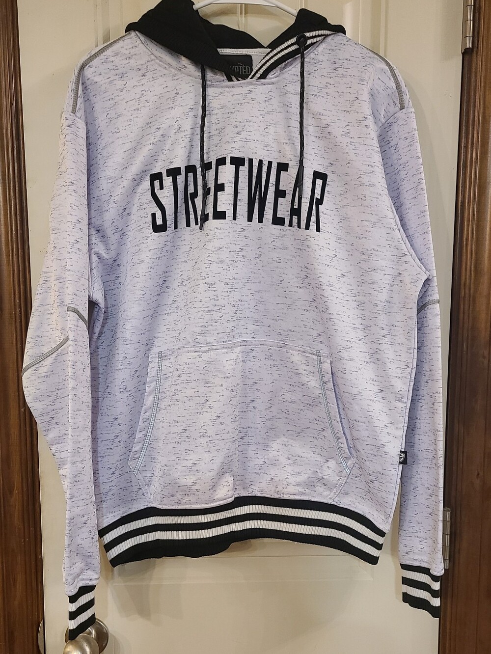Encrypted Streetwear Logo Pullover Hoodie - White/Black
